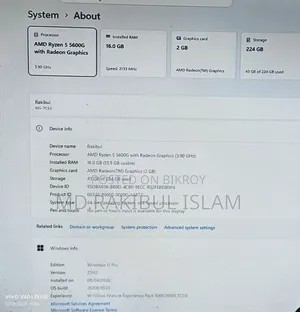 Desktop Computer MSI model 16GB AMD Ryzen 5 SSD 256GB