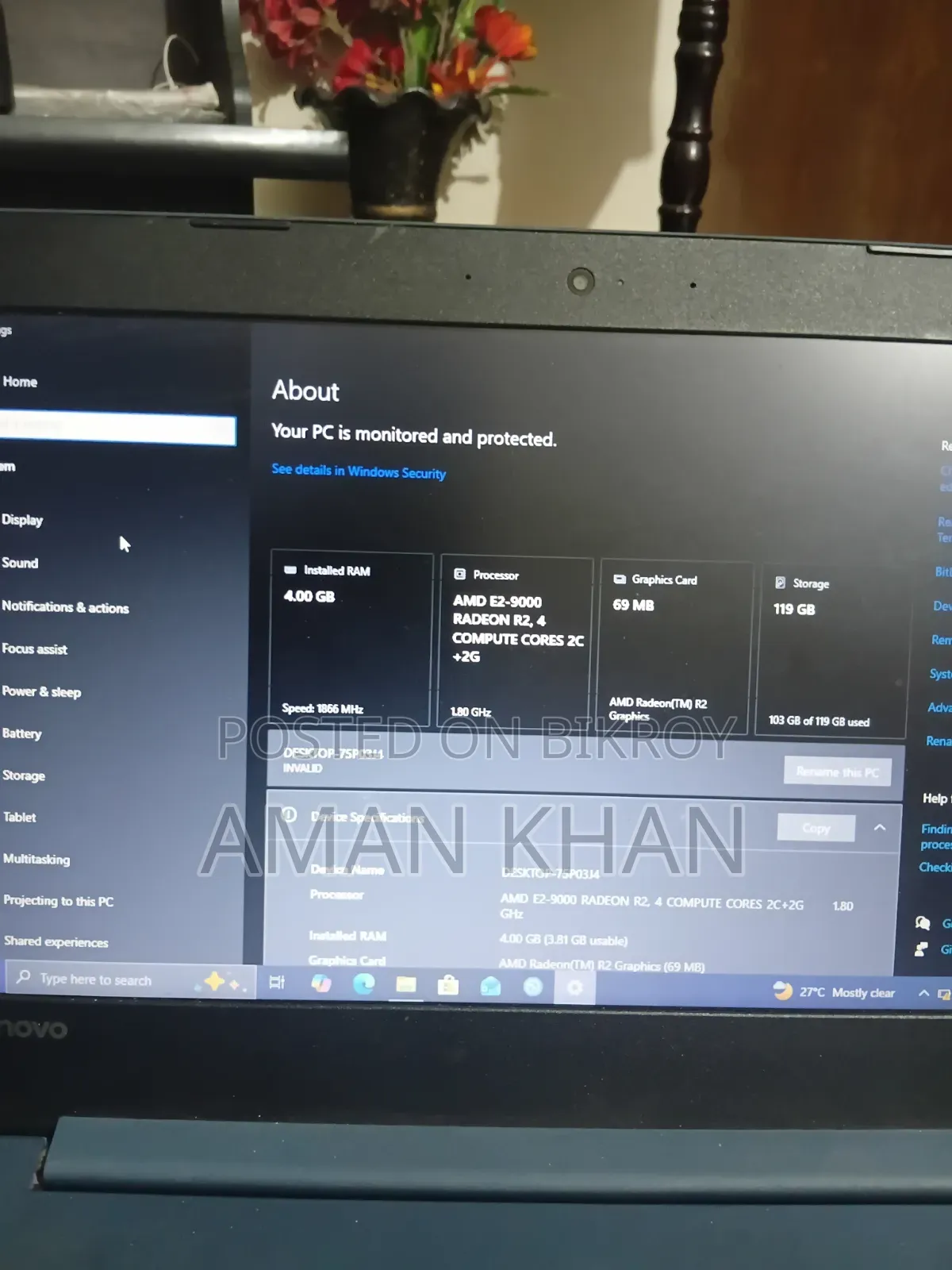 Laptop Lenovo IdeaPad 330 4GB AMD SSD 128GB