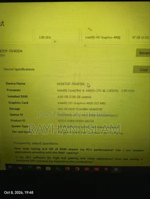 Desktop Computer Samsung 4GB Intel Core i5 HDD 1T