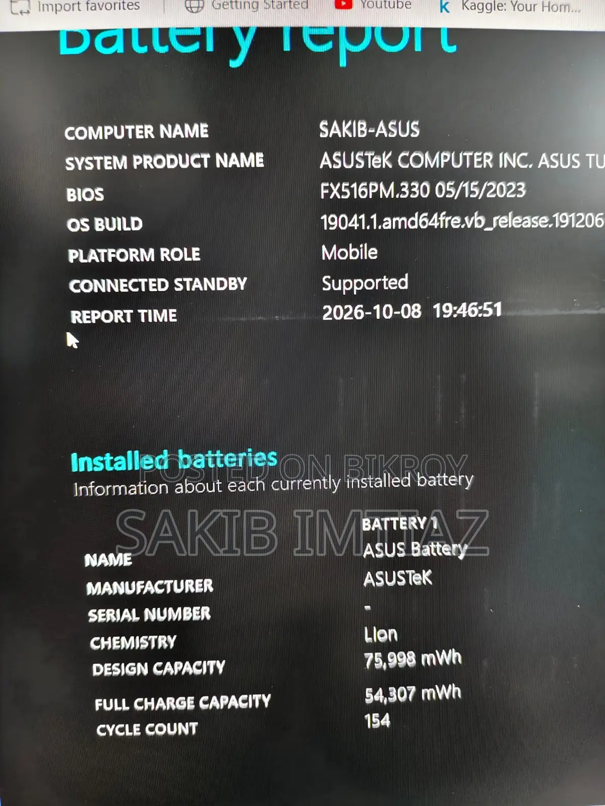 Laptop Asus TUF Gaming A15 8GB Intel Core i5 SSD 512GB