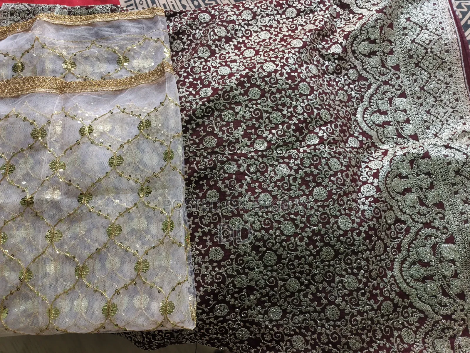 Maroon Color Saree + Dupatta