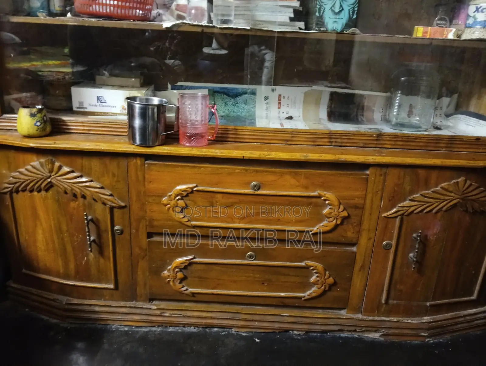 Wooden Glass-Door Showcase