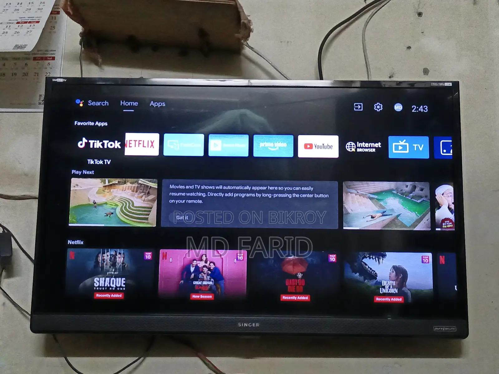 The TV is very nice and has no issues