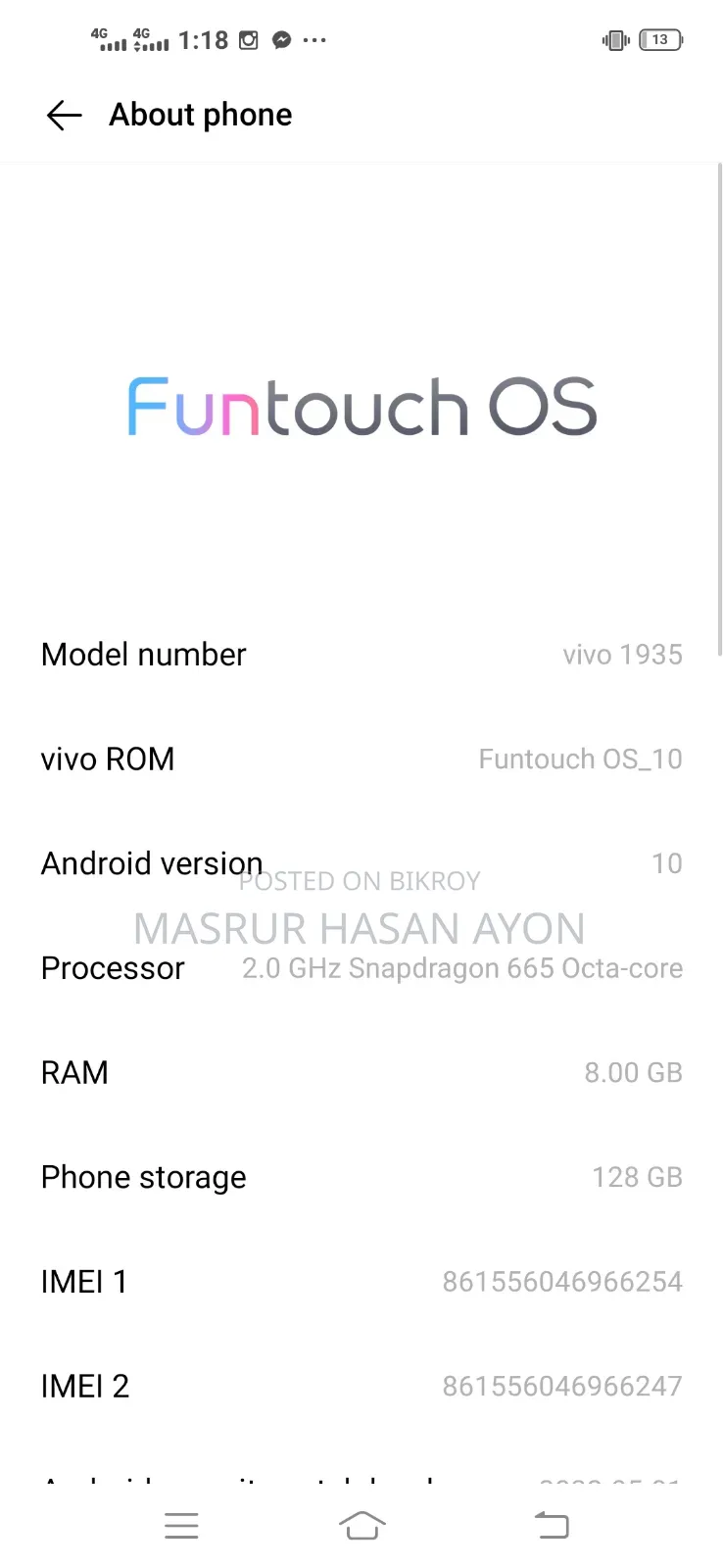 Vivo 128 GB Blue