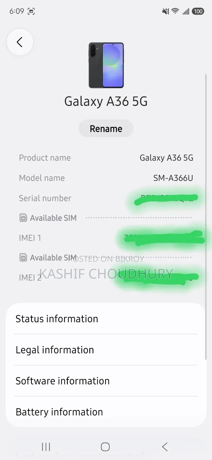 স্যামসাং গ্যালাক্সি এ৩৬ ১২৮ জিবি ব্ল্যাক