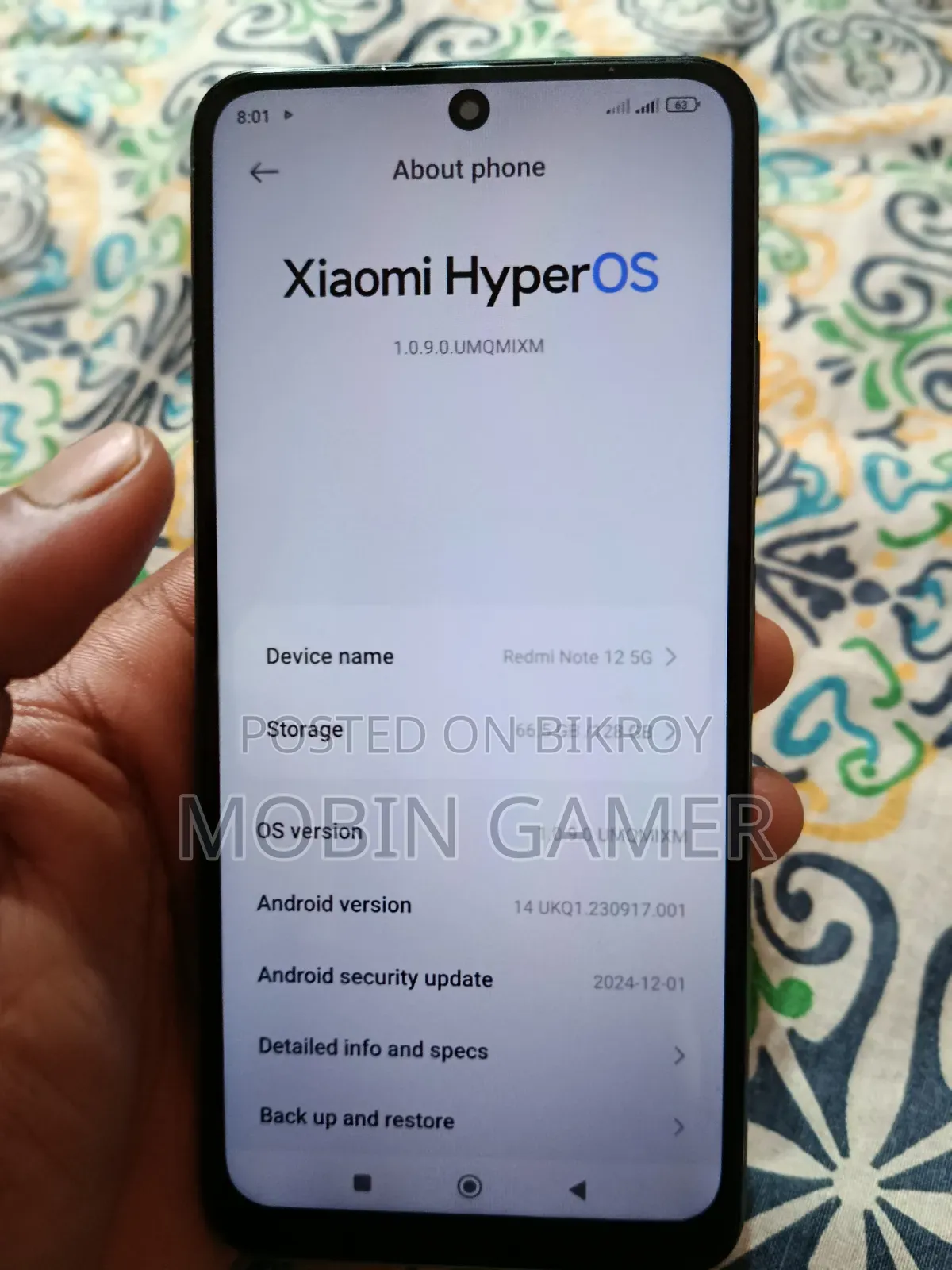 Xiaomi Redmi Note 12 5G ১২৮ জিবি ব্ল্যাক