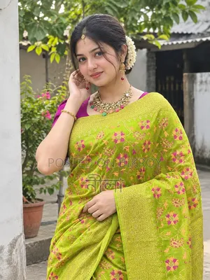 Women's Half Silk Hand Printed Stylish Multi Color Saree