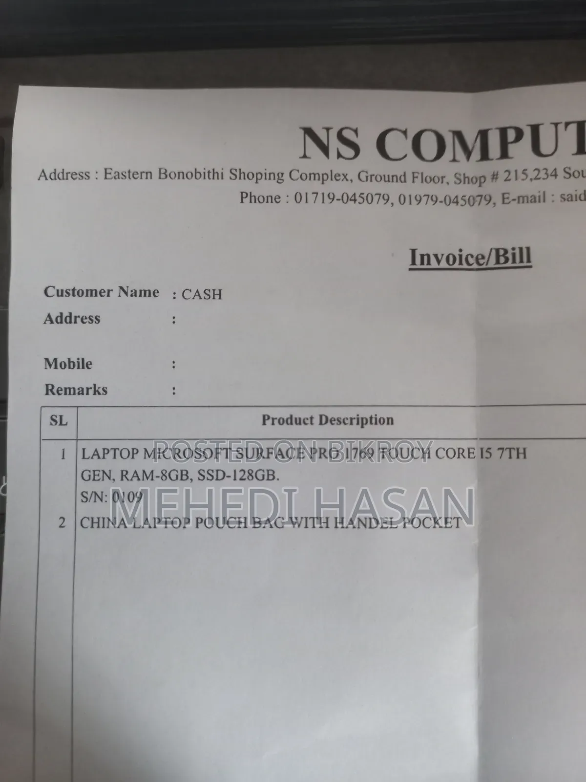 Laptop Microsoft Surface 8GB RAM Intel Core i5 Processor 128GB Solid State Drive
