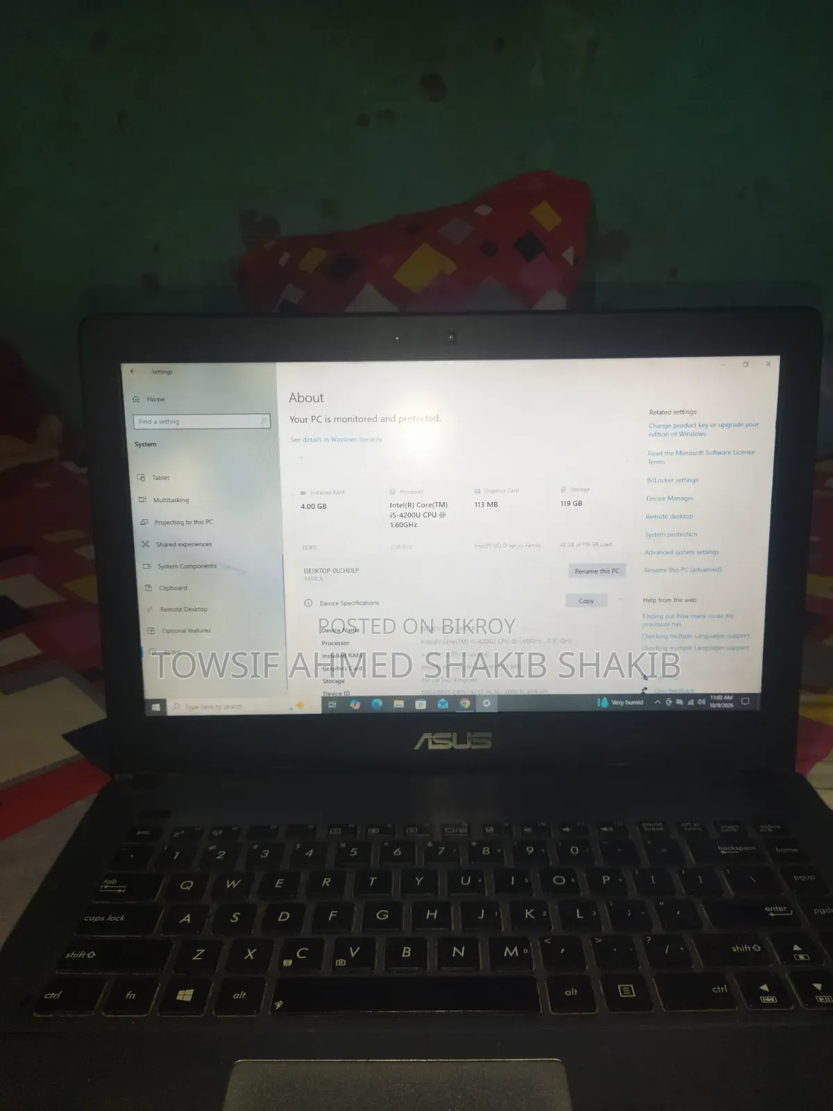 Laptop Asus 4GB SSD 48GB