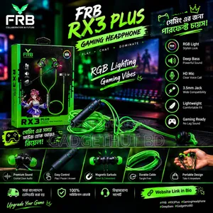 🎮🔥 FRB RX3 PLUS Gaming Headphone 🎧💚 | RGB Lighting & Deep Bass