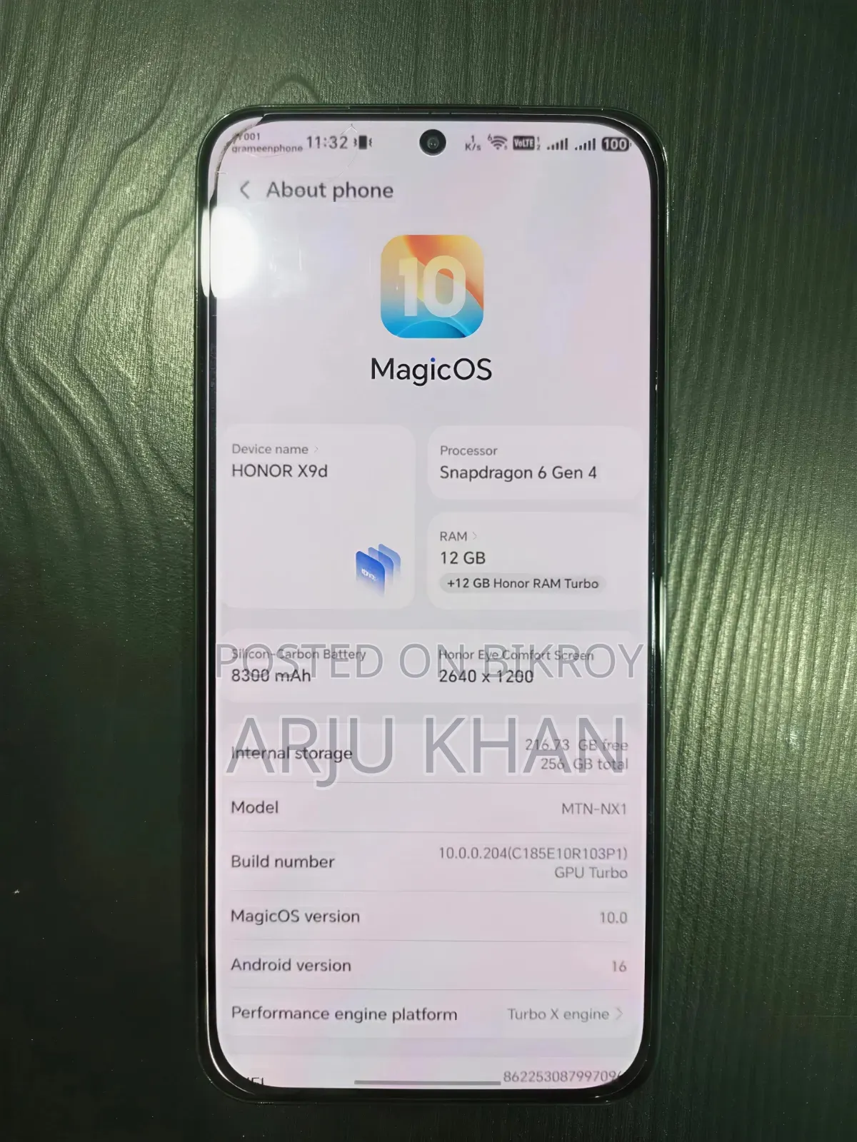 অনার এক্স৯ডি ২৫৬ জিবি ব্ল্যাক