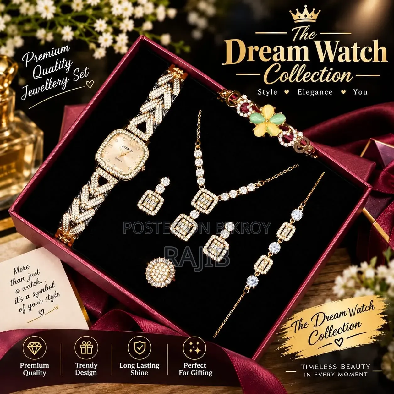 Premium Touch Watch & Jewelry Gift Set