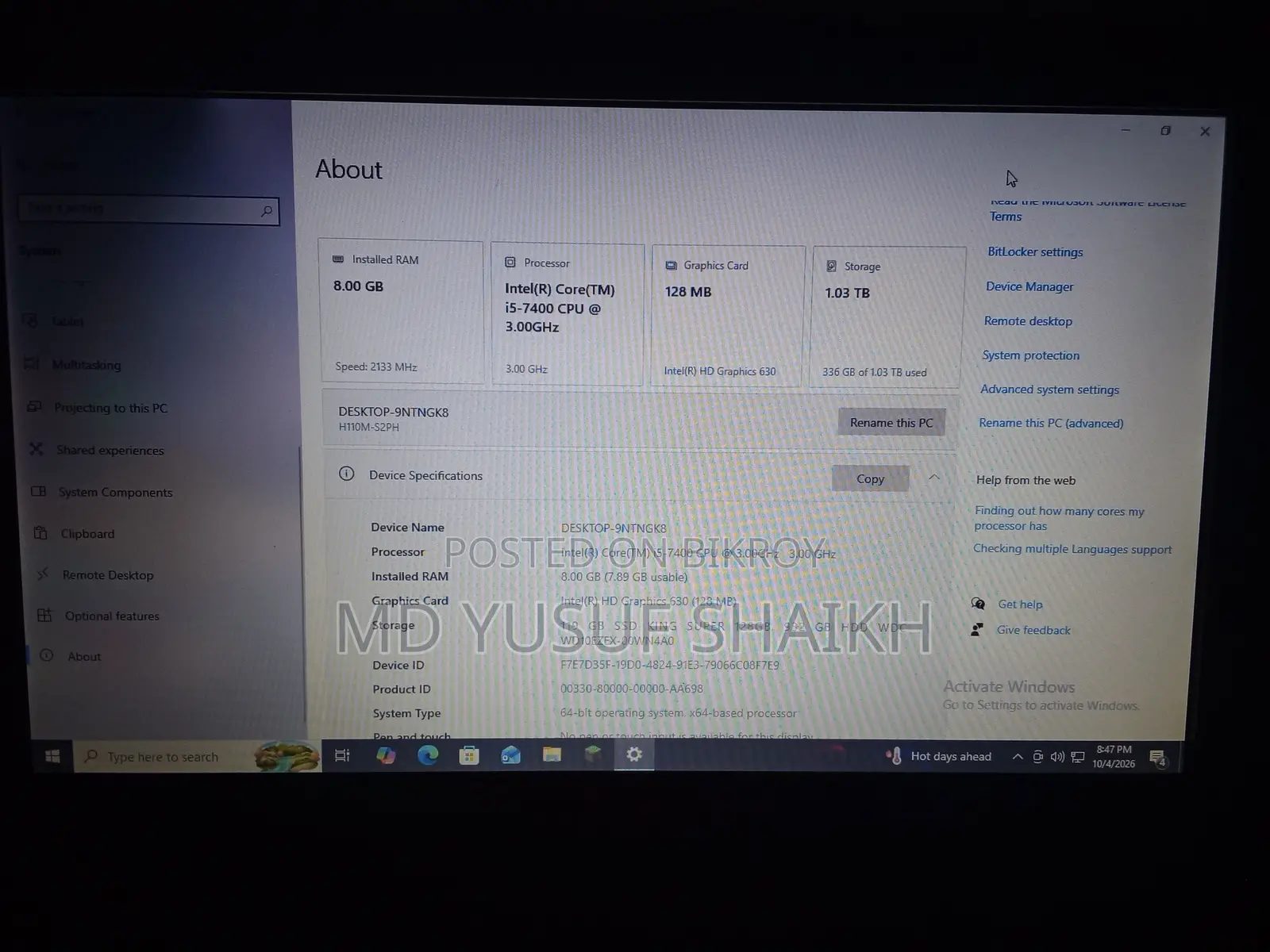 Gigabyte GA-H110MSTX-HD3-ZK 8GB Intel Core i5 HDD+SSD 1TB