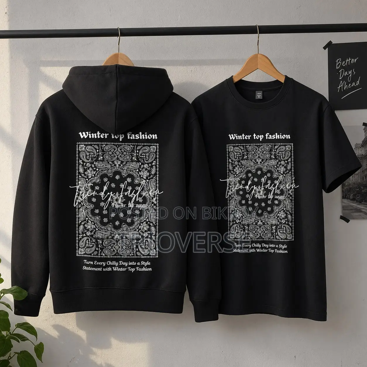 Black Paisley Hoodie & Dropshoulder Combo