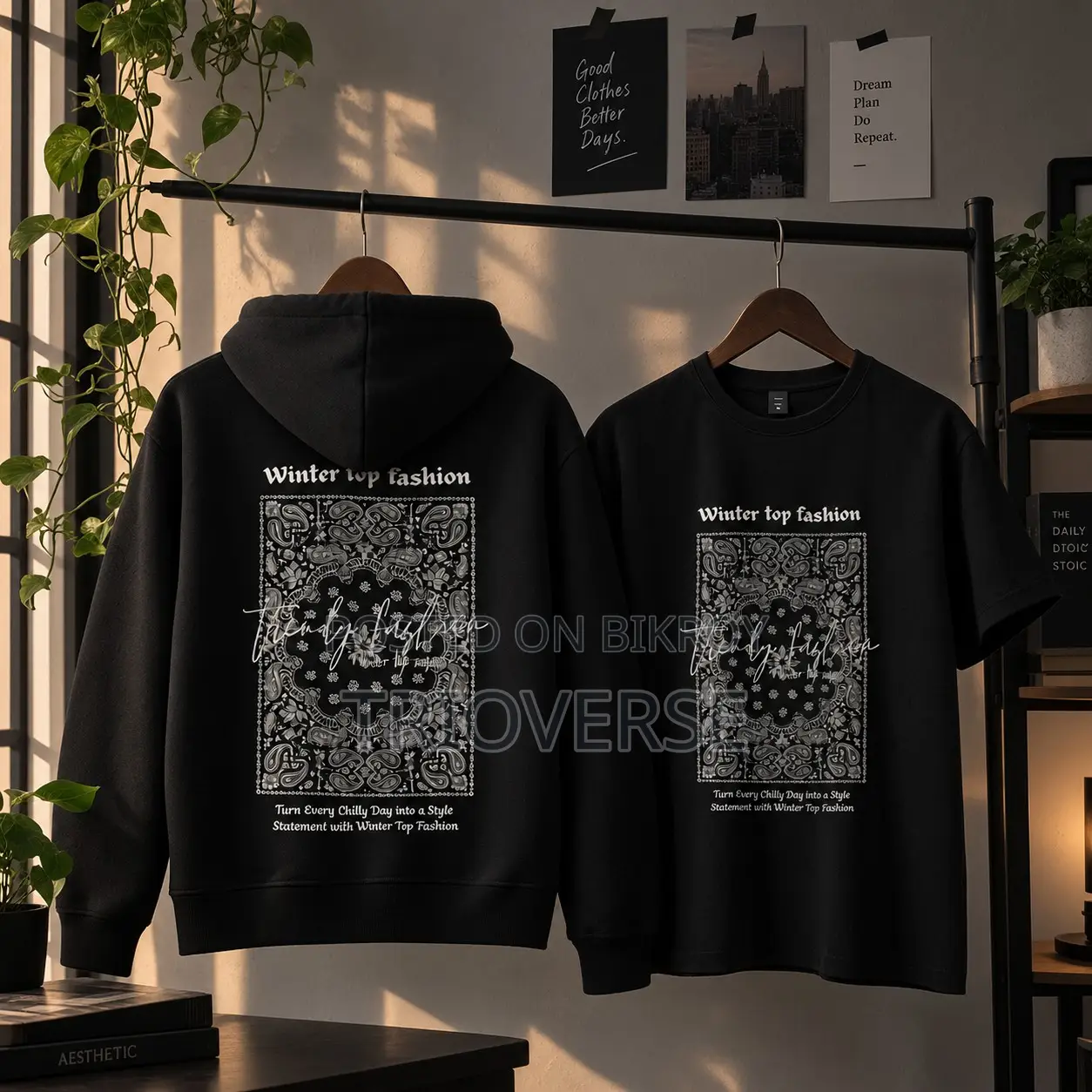 Black Paisley Hoodie & Dropshoulder Combo