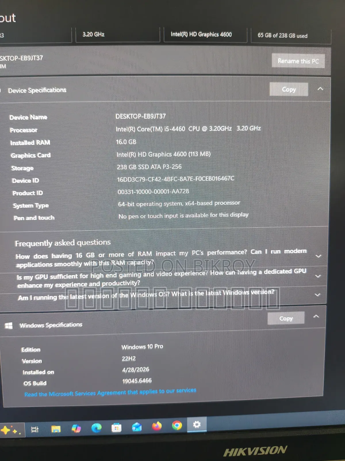 Desktop Computer 16GB Intel Core i5 SSD 256GB