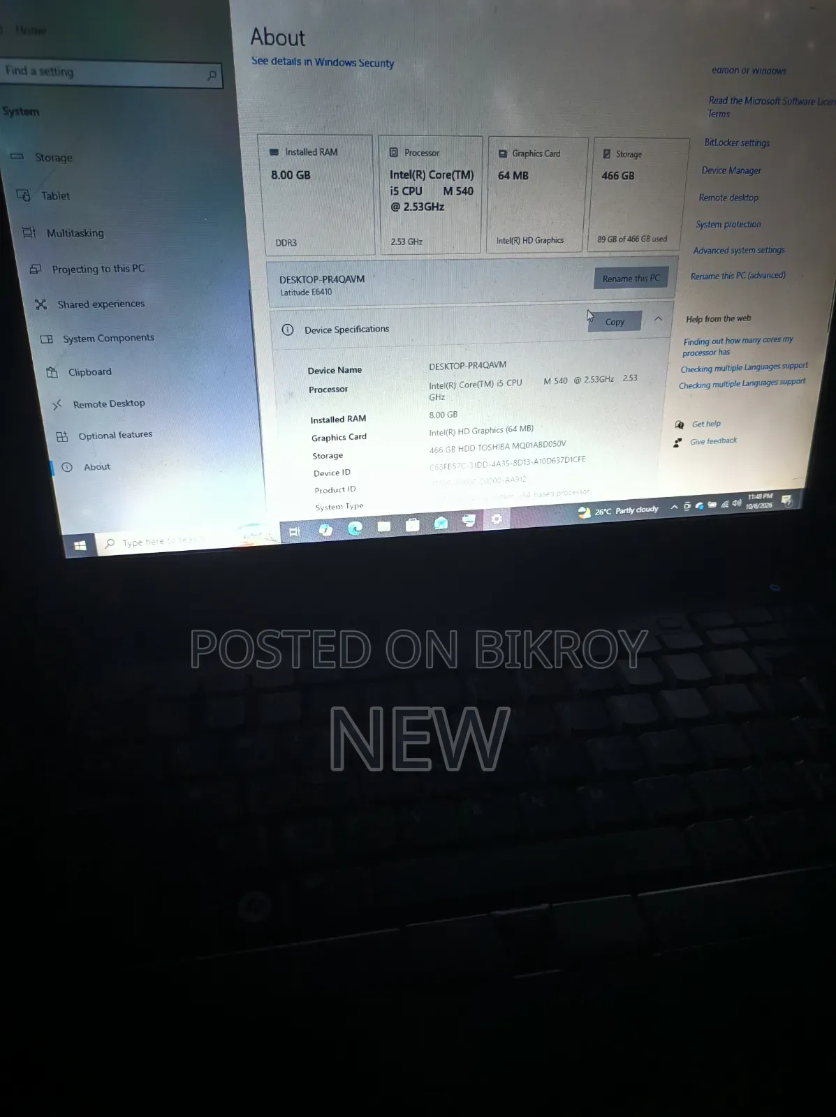 Laptop Dell Latitude E6410 8GB Intel Core i5 HDD+SSD 512GB