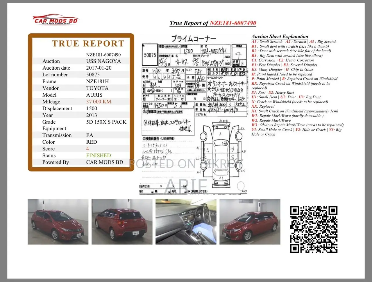 Toyota Auris 2013 Red