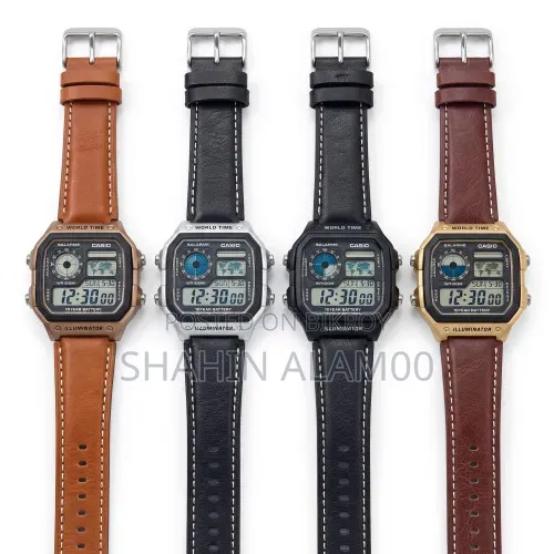 Casio Royal Digital Watch Vintage Square Dial With Leather Belt For