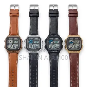 Casio Royal Digital Watch Vintage Square Dial With Leather Belt For