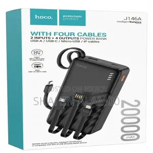 Hoco J146A 20000mAh Power Bank With Built-in 4 Cables