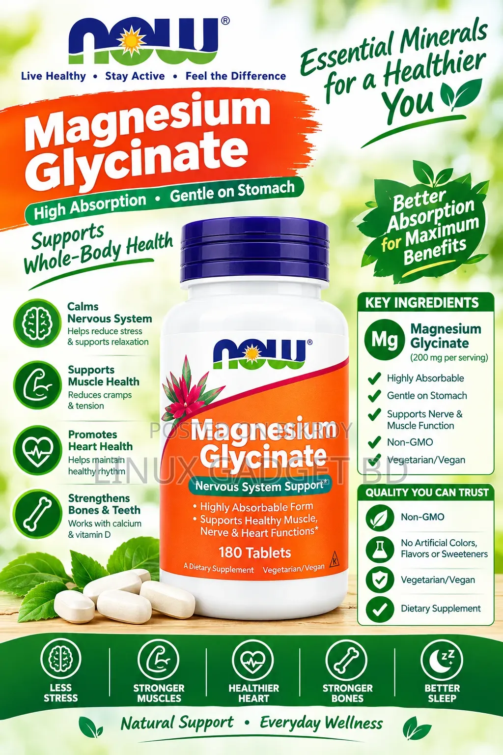 180 Magnesium Glycinate Now Foods USA