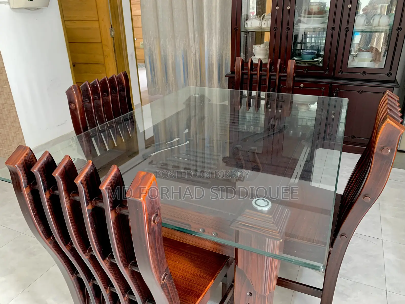 4 Seater Glass Top Dining Table Set