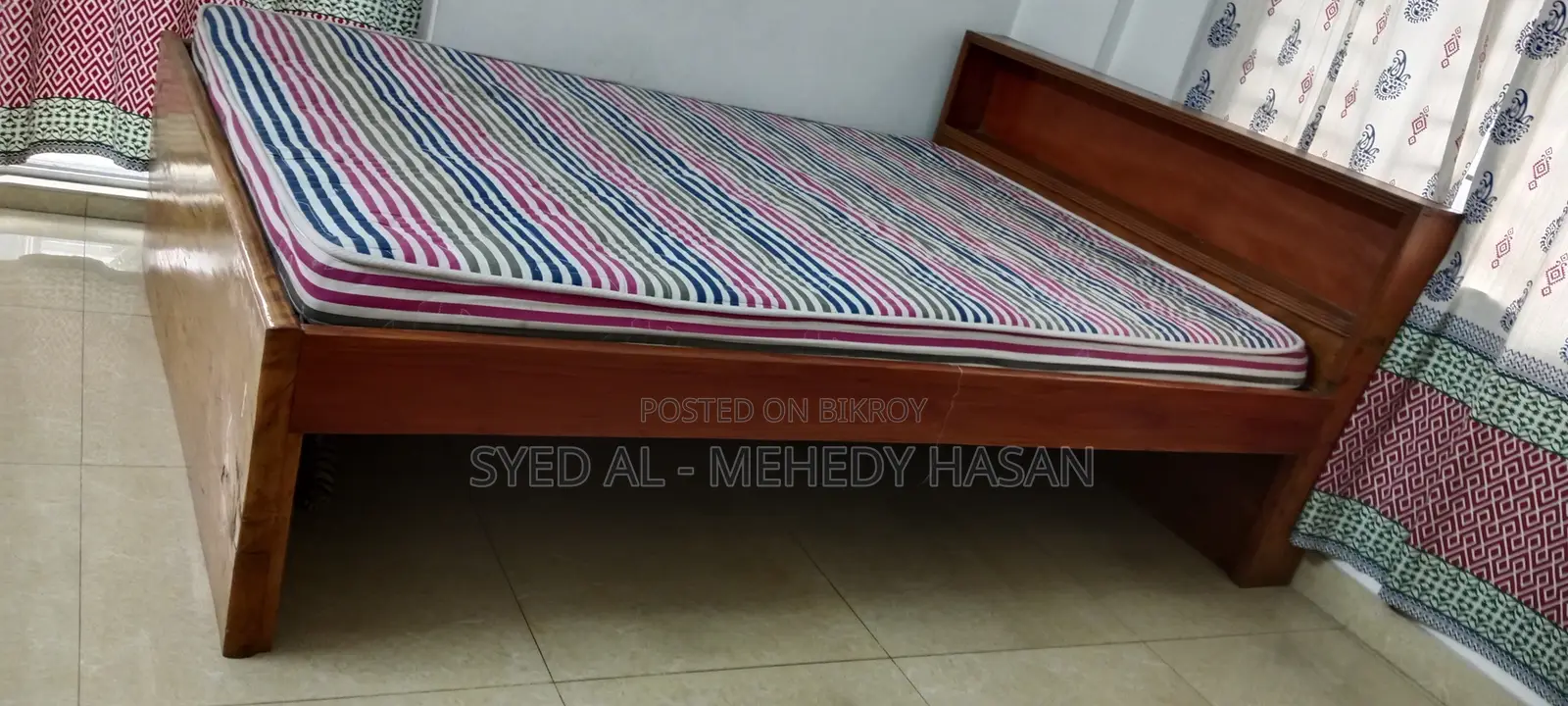 Wooden Bed and Euroasia Mattress for Sale