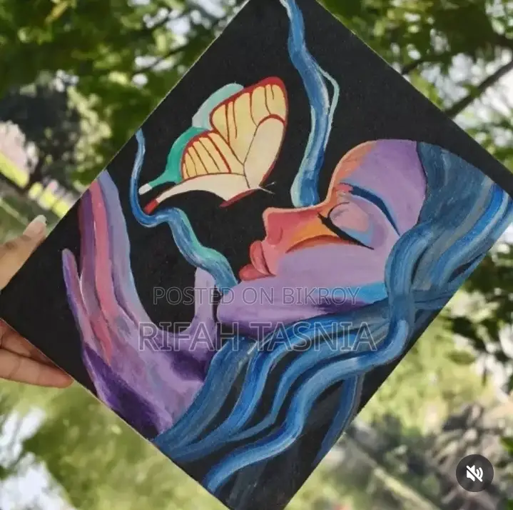 A Painting of a Girl Trying to Hold a Butterfly Which Gives Light to Her