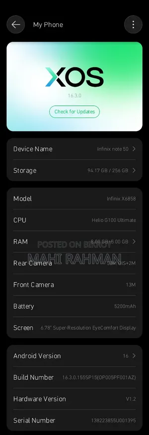 Infinix Note 50 4G 256 GB Black