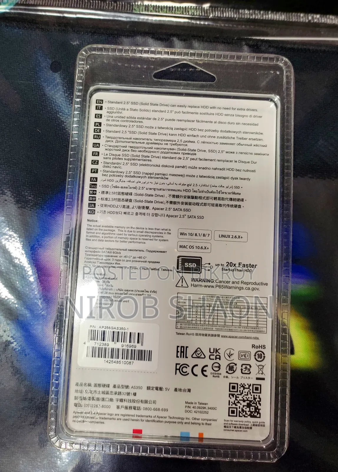 SSD Apacer 256gb Sata