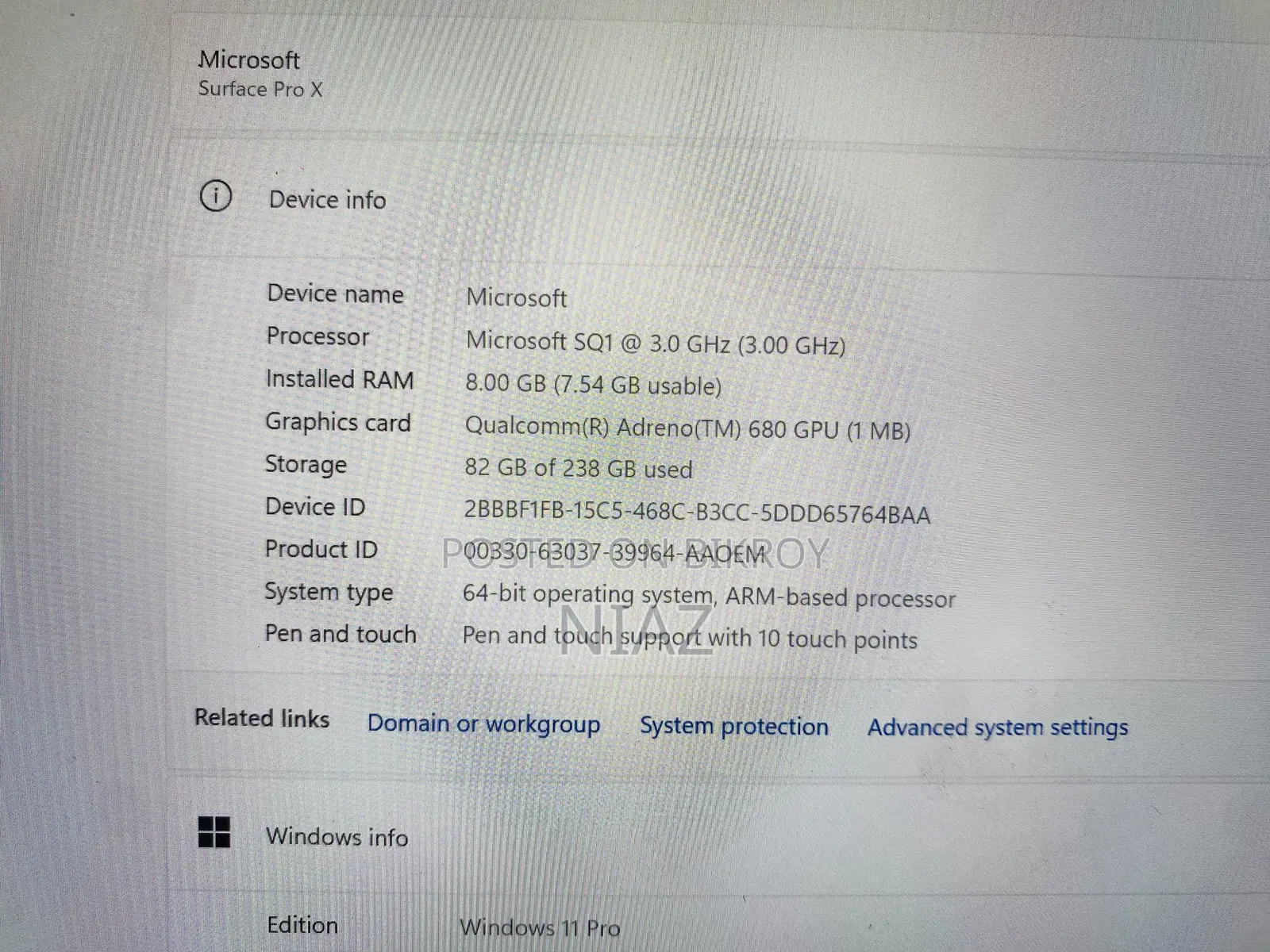 Laptop Microsoft Surface Pro X 8GB SSHD (Hybrid) 256GB