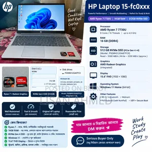 New Laptop HP 16GB AMD Ryzen 7 SSD 512GB