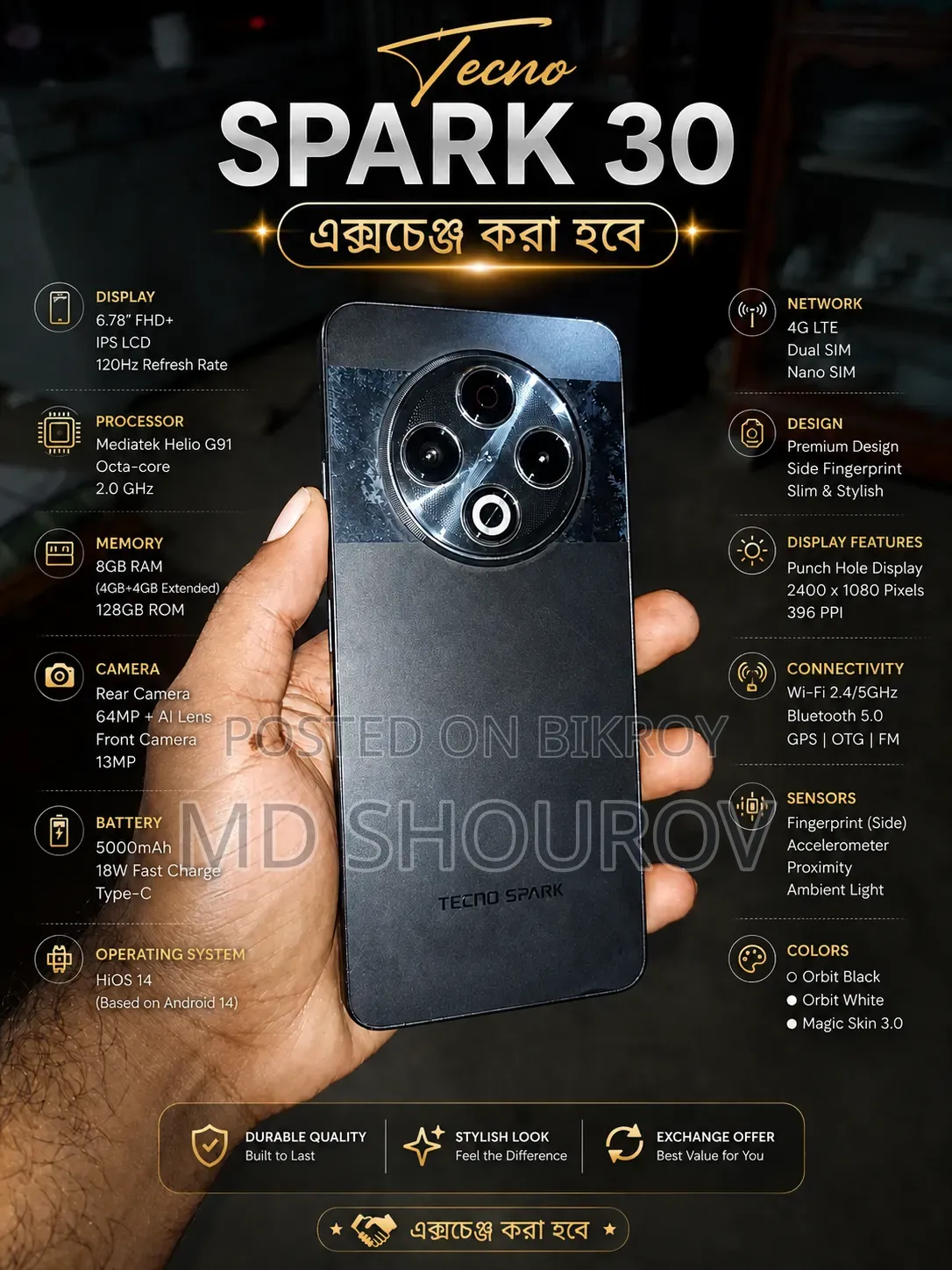 Tecno Spark 30 128 GB Black