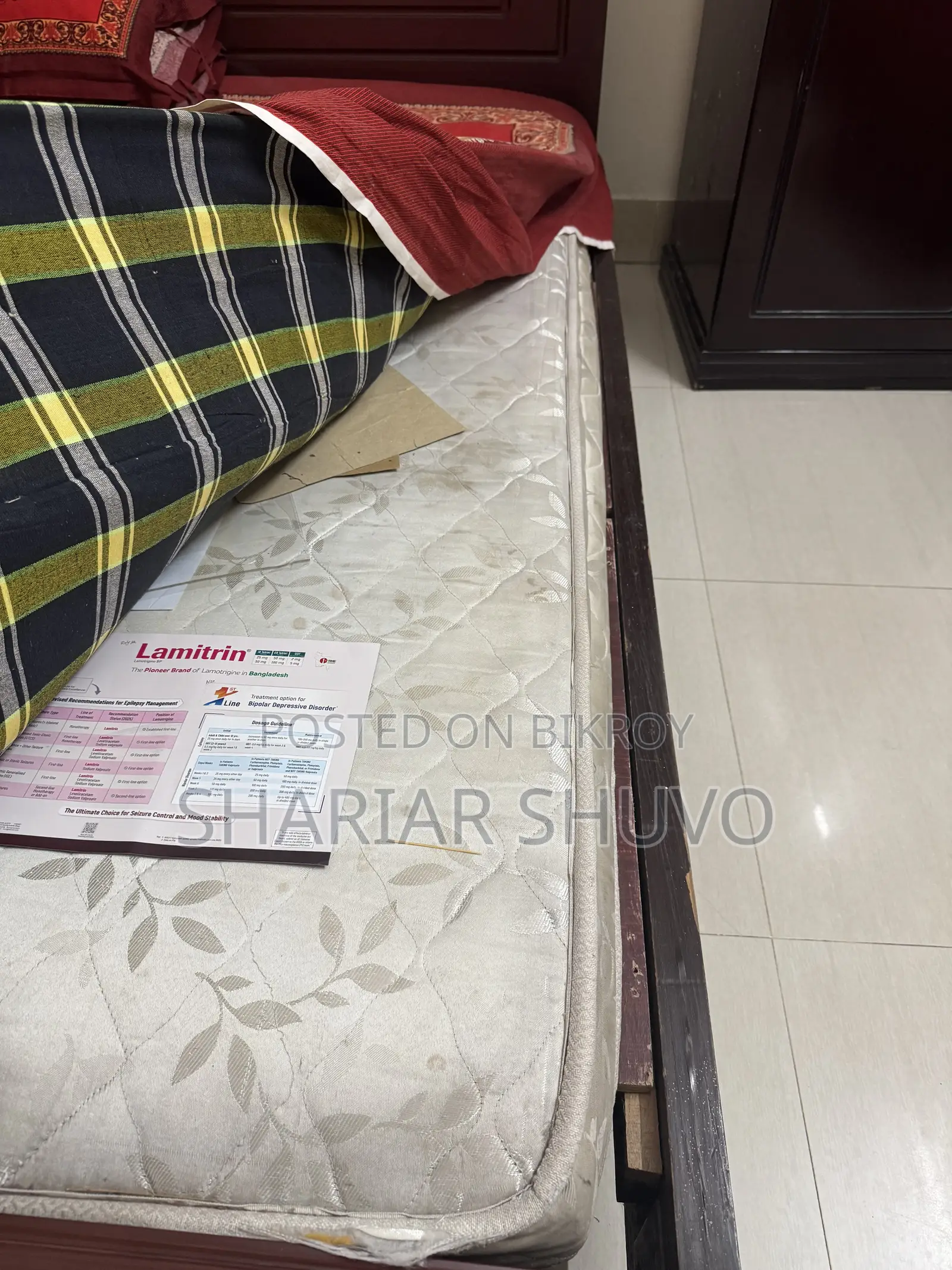 Used Bed. 5.5" by 6.5 feet. Mattress is included