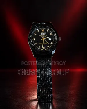 Black Luxury Watch for Men With Box | Black Dial, Date Display