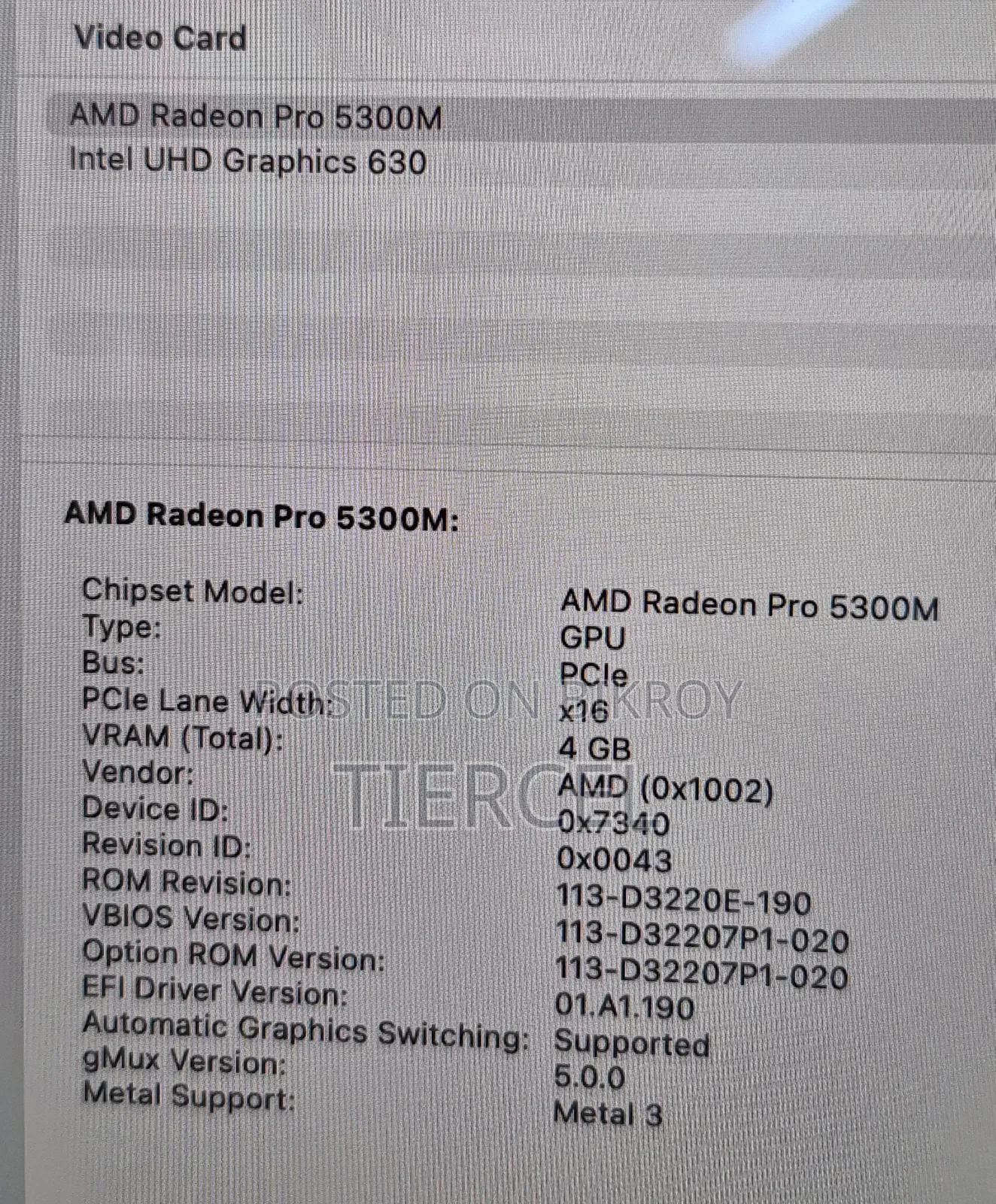Laptop Apple MacBook 2019 32GB Intel Core Ultra 9 SSD 512GB