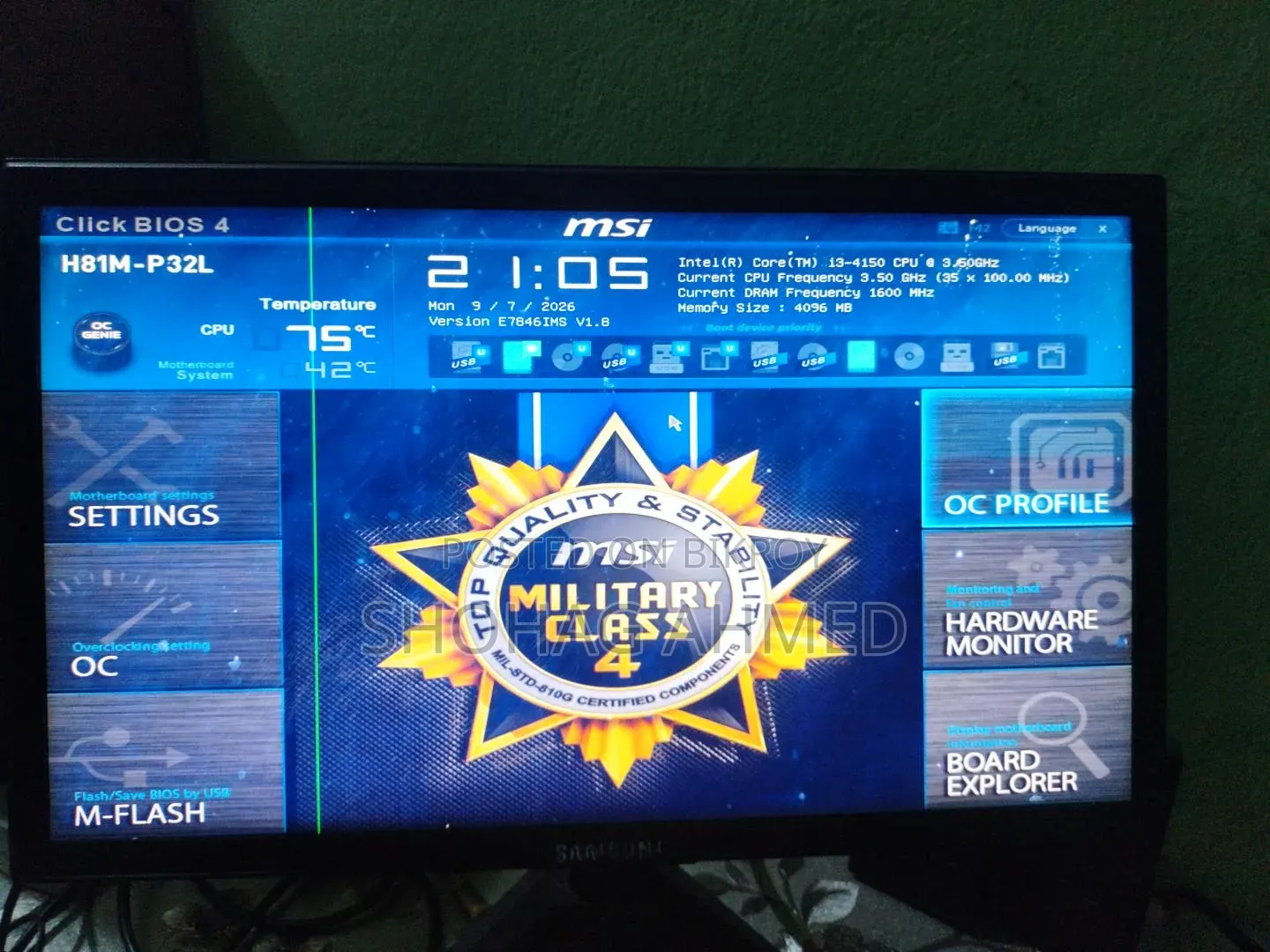 Desktop Computer MSI model 8GB Intel Core i3 SSD 128GB