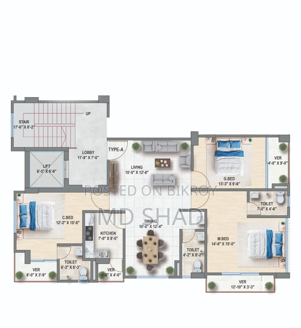 3bdrm Apartment in Aslam Tower, Kaliakair for sale