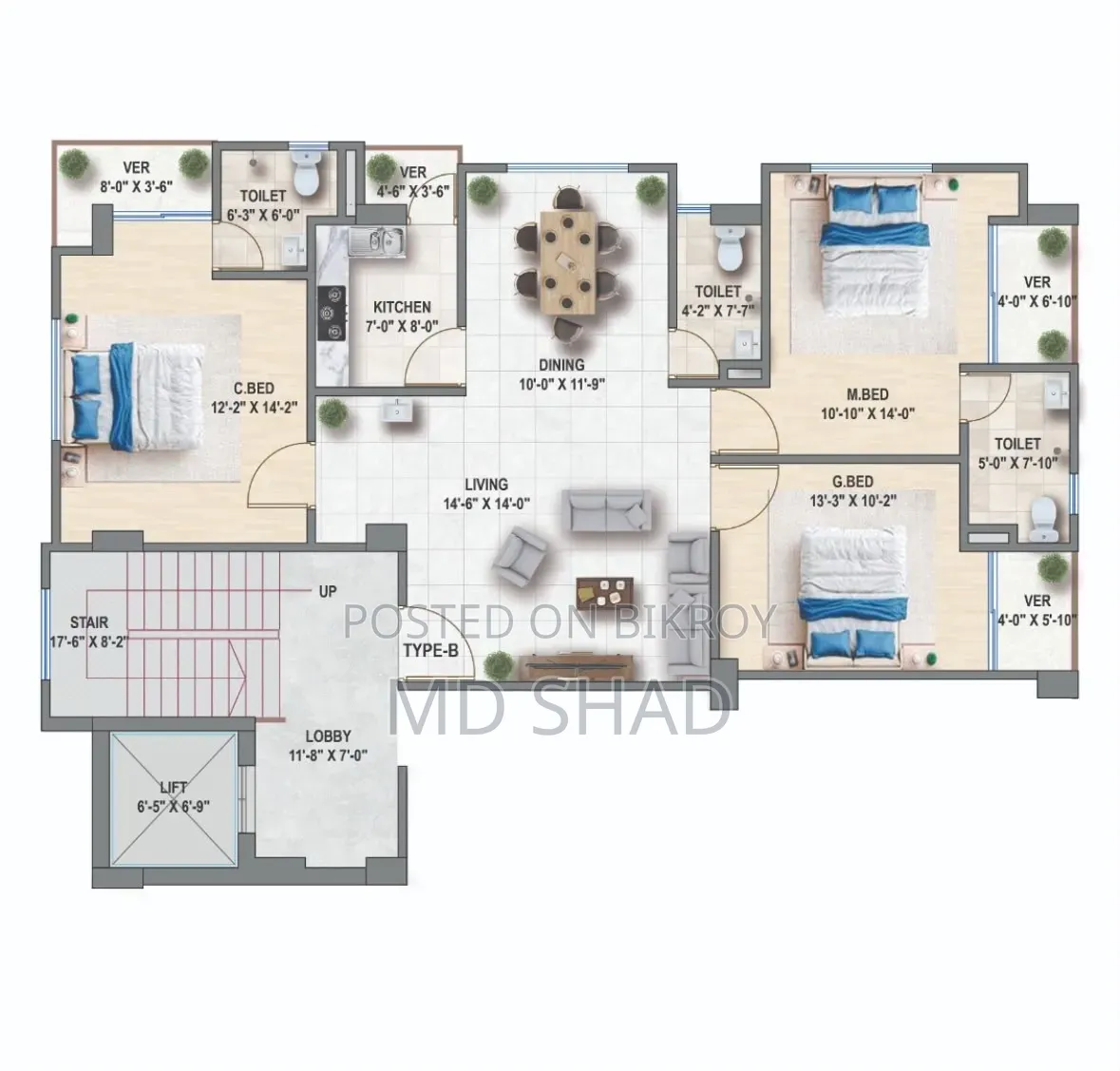 3bdrm Apartment in Aslam Tower, Kaliakair for sale