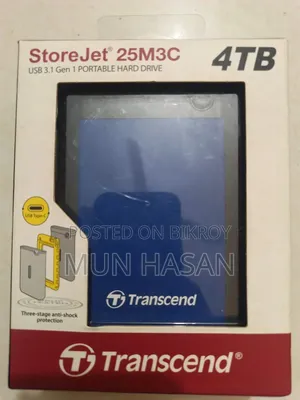 Transcend Portable 4TB Hard Disk Drive USB 3 Intact Boxed 1 Month Used