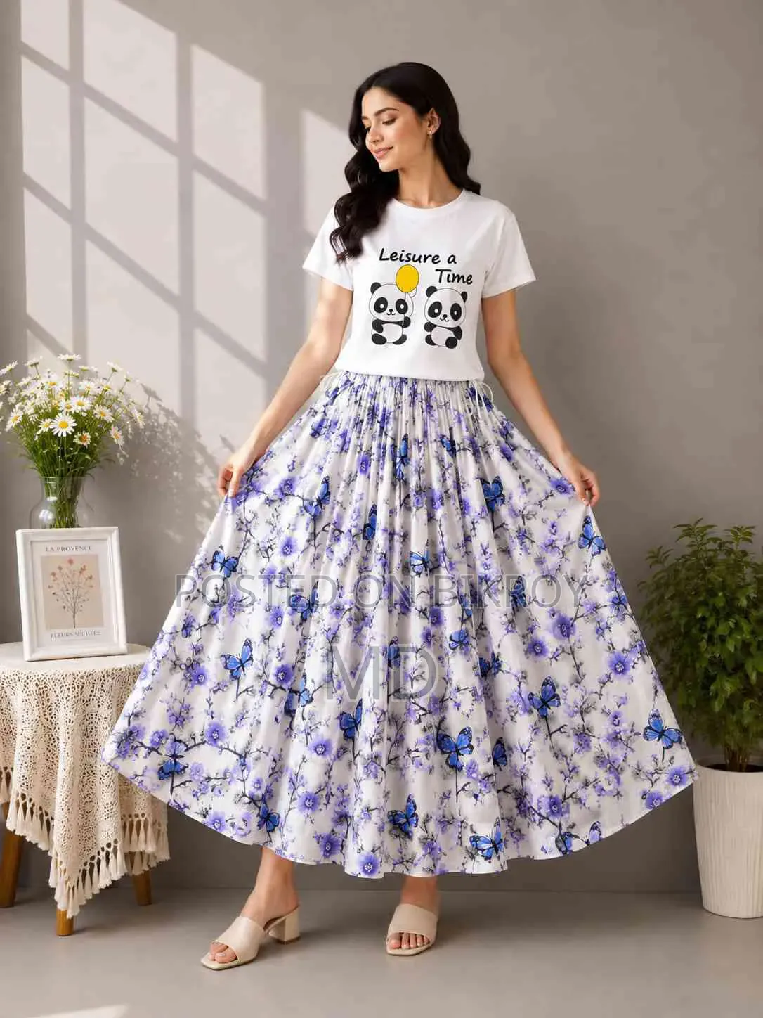 Linen Skirt and Tshirt Set