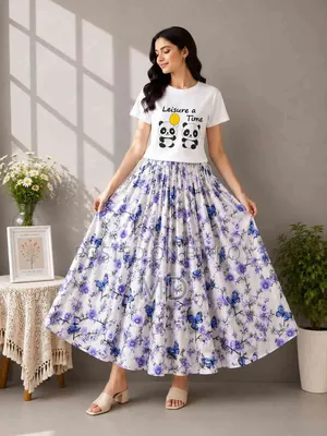 Linen Skirt and Tshirt Set