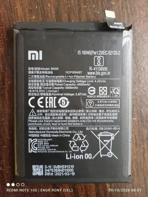 Xiaomi Redmi Note 10s Models Stock Battery Sales