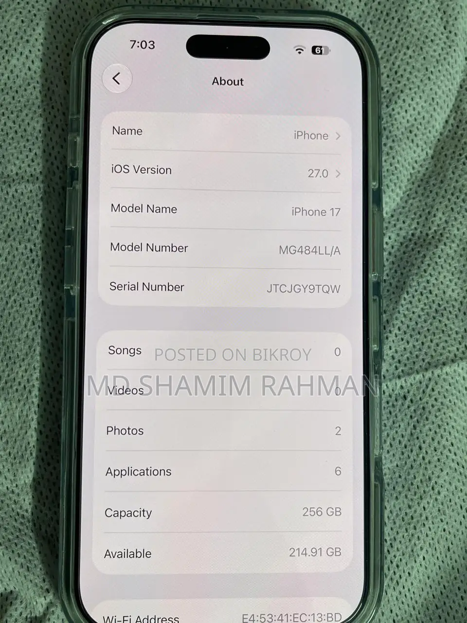 New Apple iPhone 17 256 GB Blue