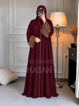 Gorgeous Rose Embroidered Burqa (with Hijab)
