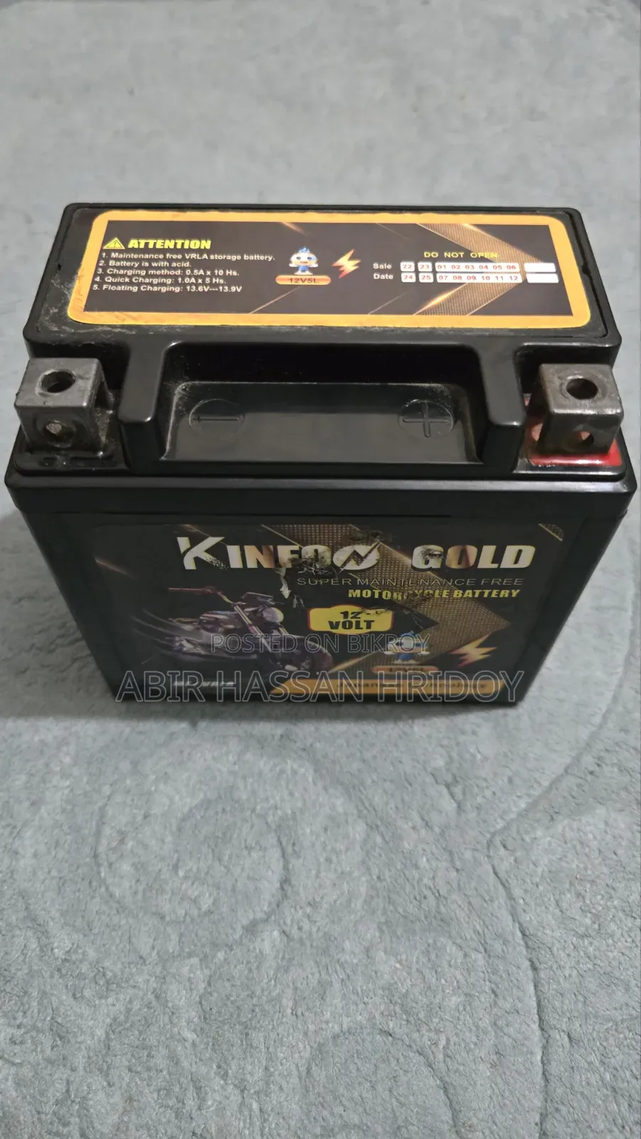 Bike Battery Kinfow Gold 12v 5l