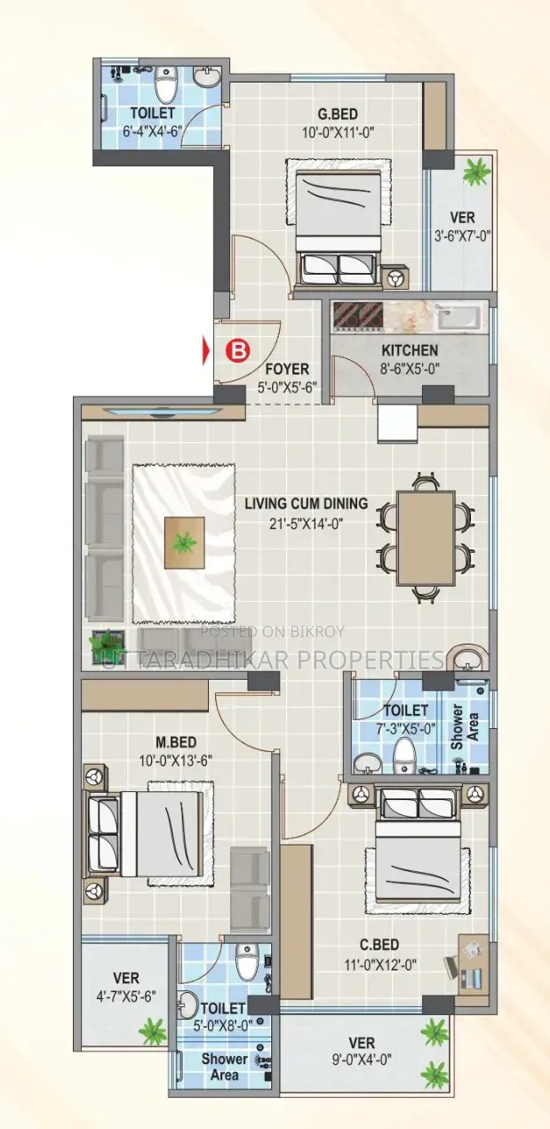 3 Bedroom Apartment in Upl Mridha Lodge, Shewrapara for sale