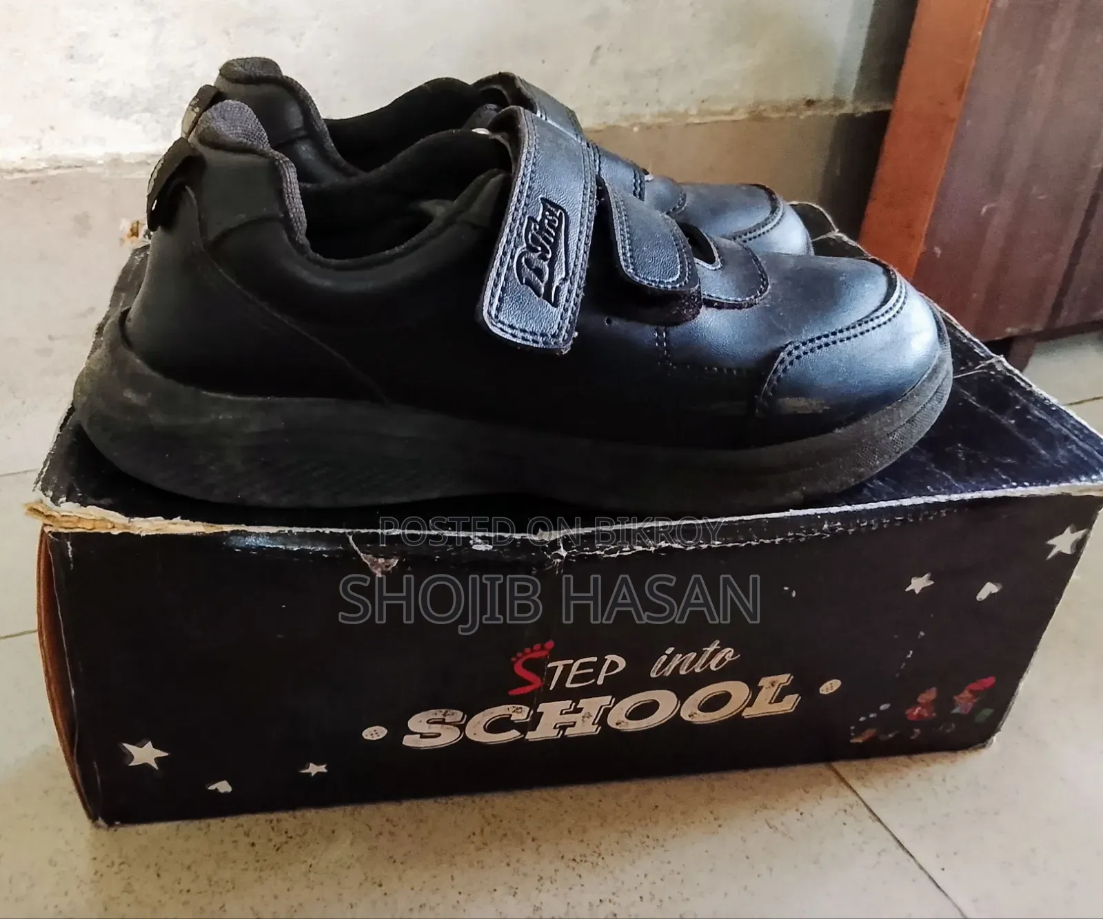 Boys School Black Shoes Size 2