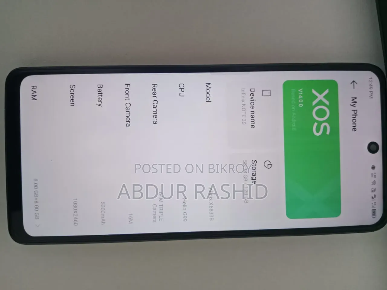 ইনফিনিক্স নোট ৩০ ১২৮ জিবি ব্ল্যাক
